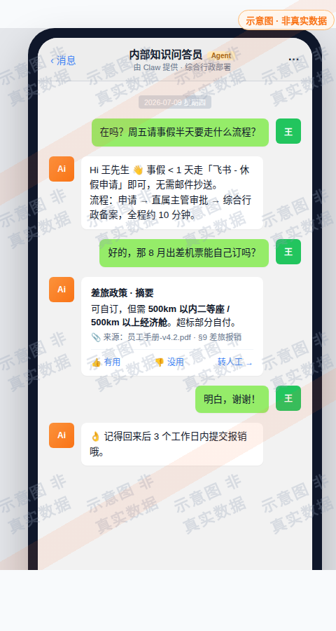 截图 5:企业微信中的 Agent 会话窗口